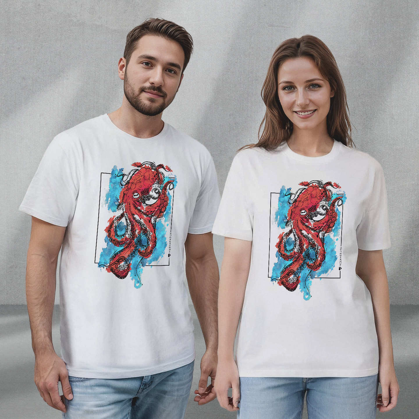 Aquarell Tintenfisch I - Organic Shirt
