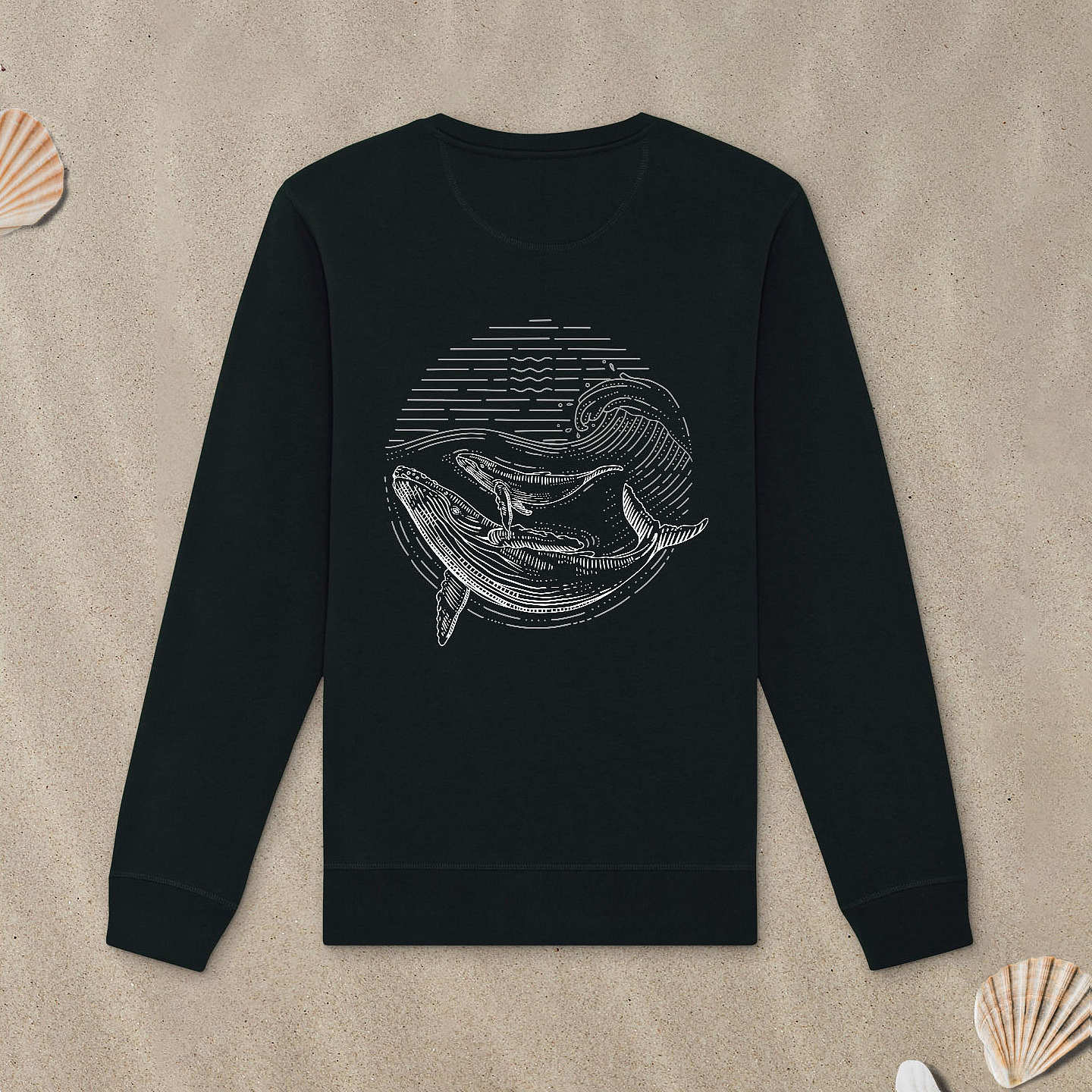 Lineart Walmutter mit Kalb - Organic Sweatshirt - Meerherzen
