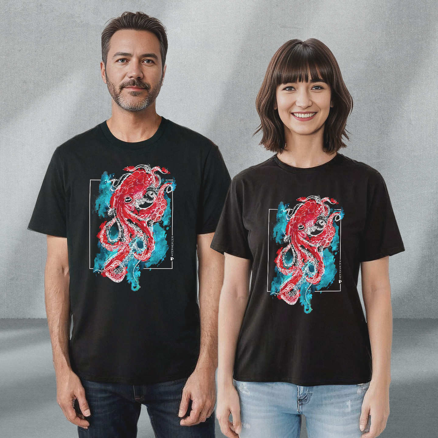 Aquarell Tintenfisch II - Organic Shirt